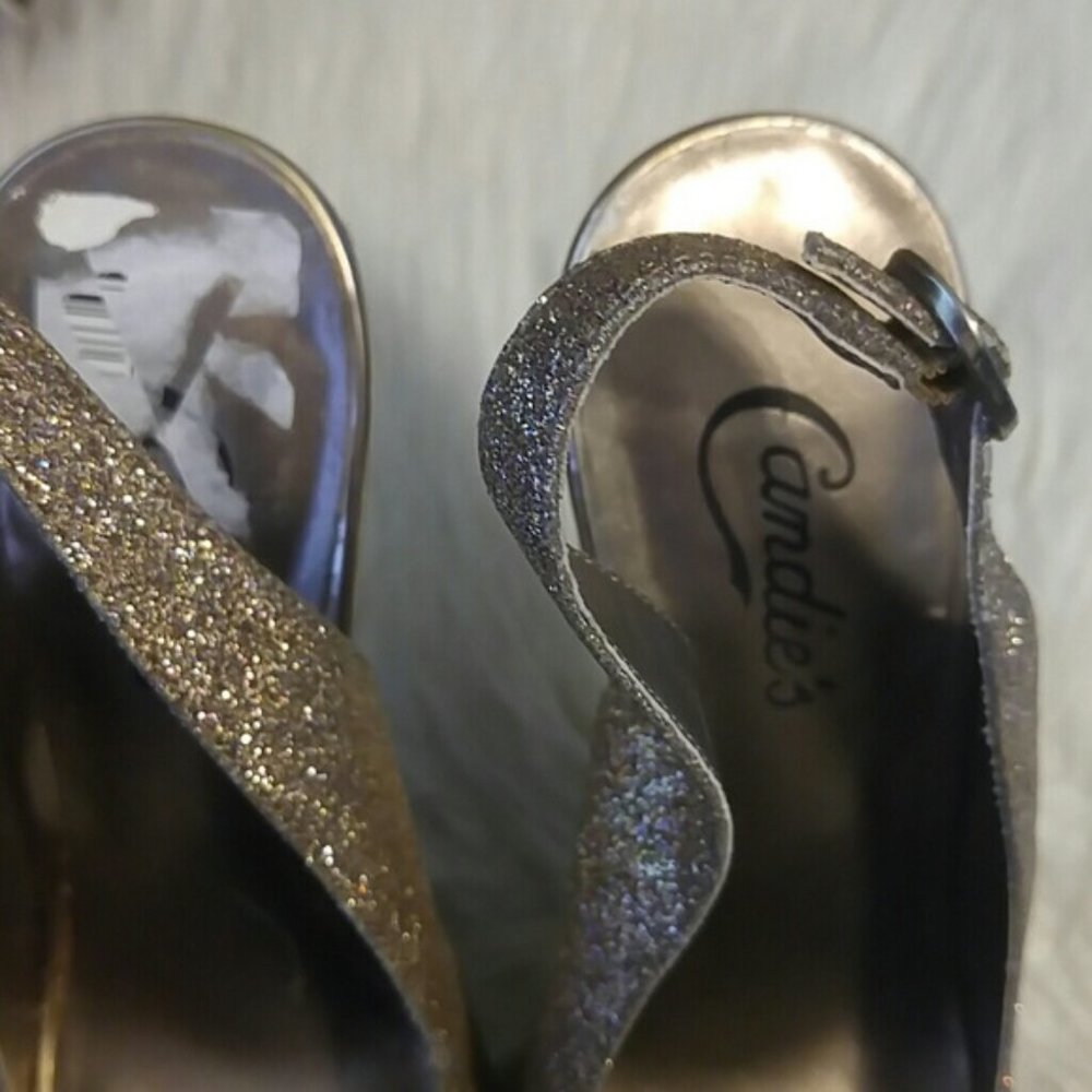 Candie's rose gold glitter high heel platform slingbacks size 6.5 - Picture 7 of 7
